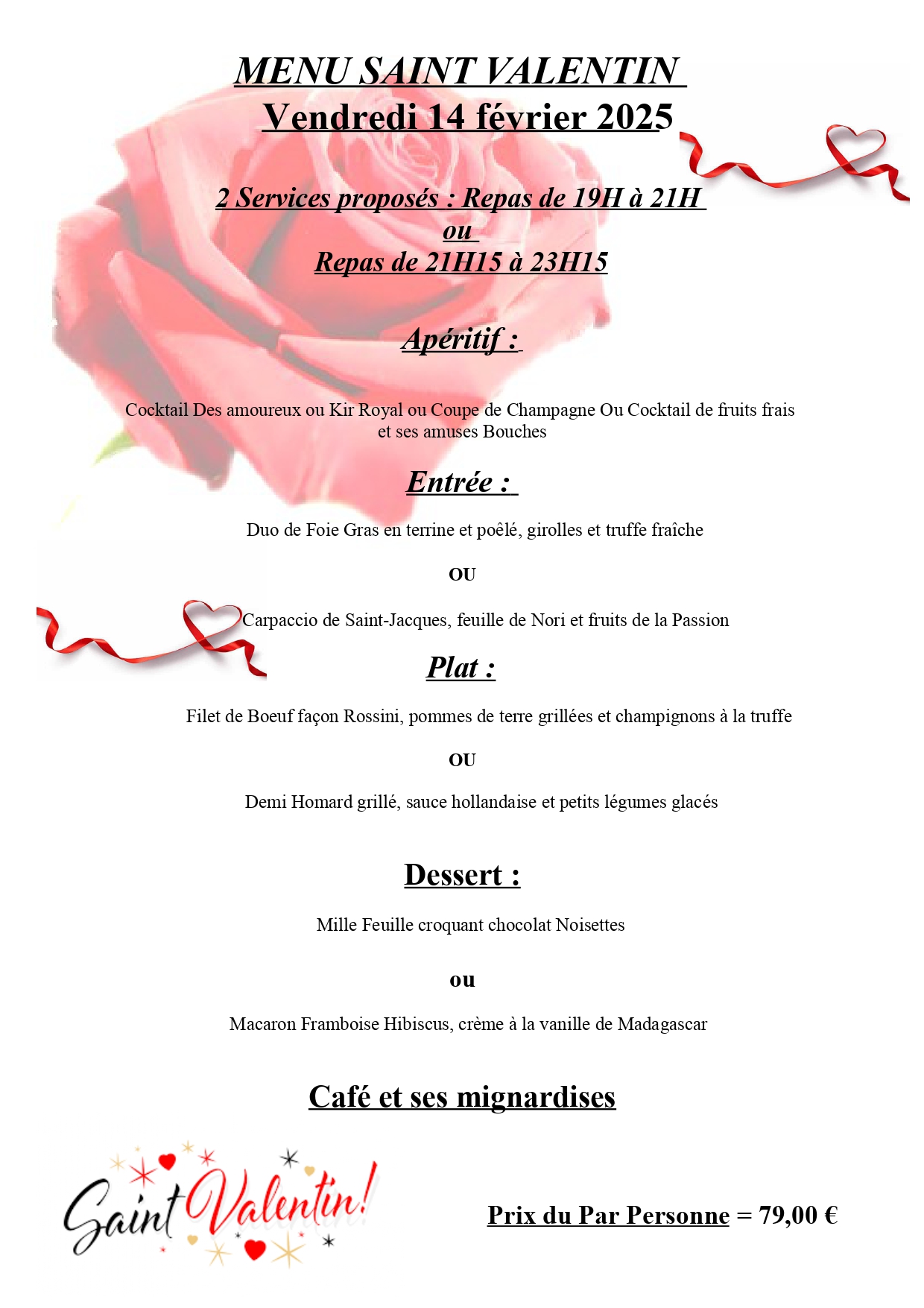 Menu Saint Velentin